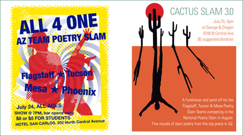 Posters for regional poetry slams in Phoenix
